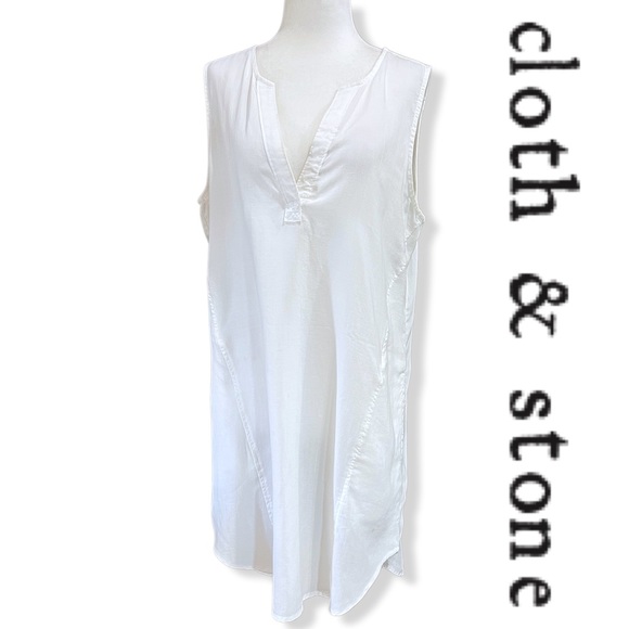 ANTHROPOLOGIE CLOTH & STONE‎ High-Low White Denim Mini Dress - Picture 3 of 12